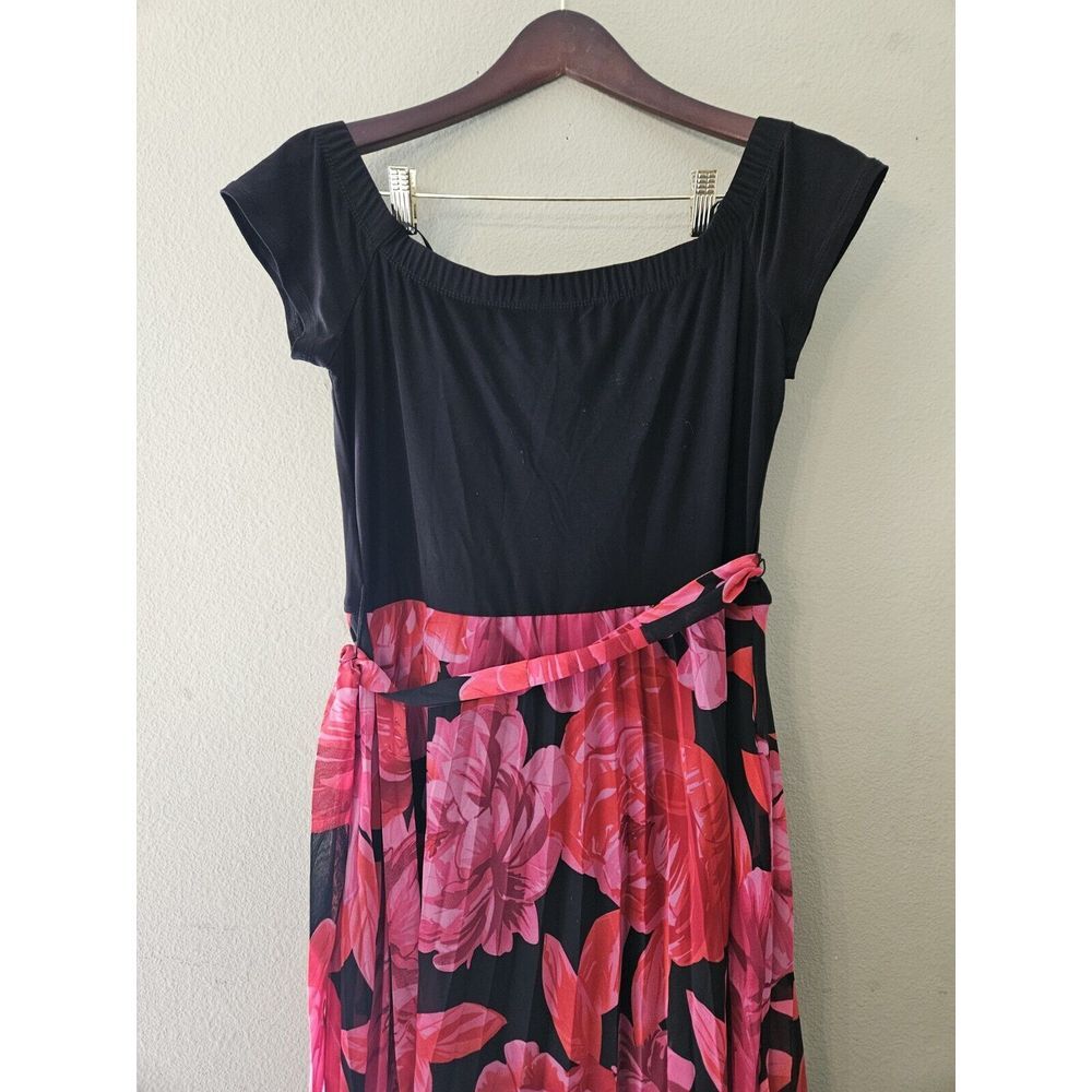 Premier Amour Women's size 14 floral Maxi dress Short Sleeve, Belted